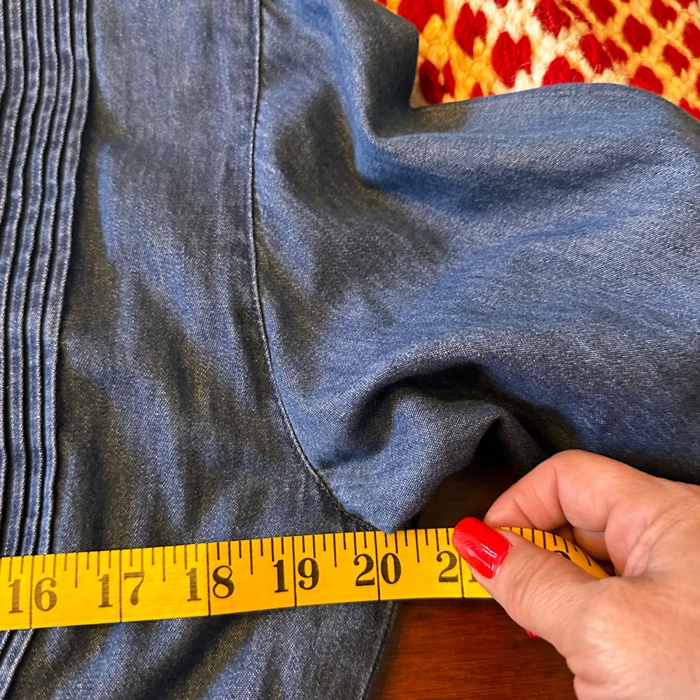 Talbots 12pet long sleeve coastal cowgirl button down chambray midi/maxi dress - Picture 9 of 12
